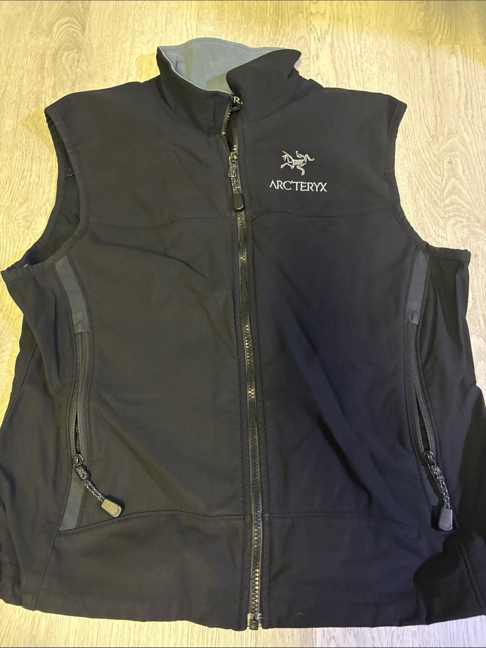Arc'teryx Women’s Black Softshell Vest with Gray Trim Polartech